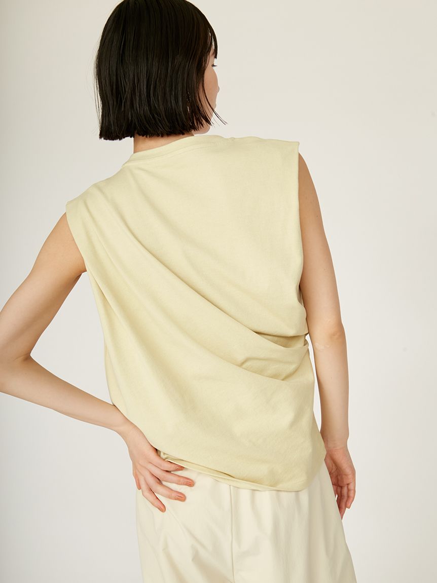 エミ アトリエ emmi×PlaX（TM）タックデザイントップス 13wct252069 トップス ノースリーブ 伸縮性 サステナブル レディース emmi atelier emmi×PlaX（TM）】タックデザイントップス(Tシャツ/カットソー