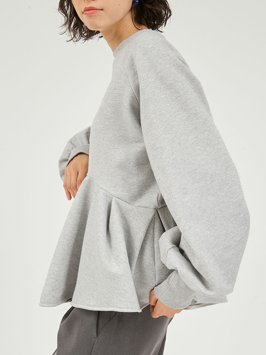 ペプラムラメ裏毛プルオーバー(スウェット/パーカー)｜トップス｜emmi