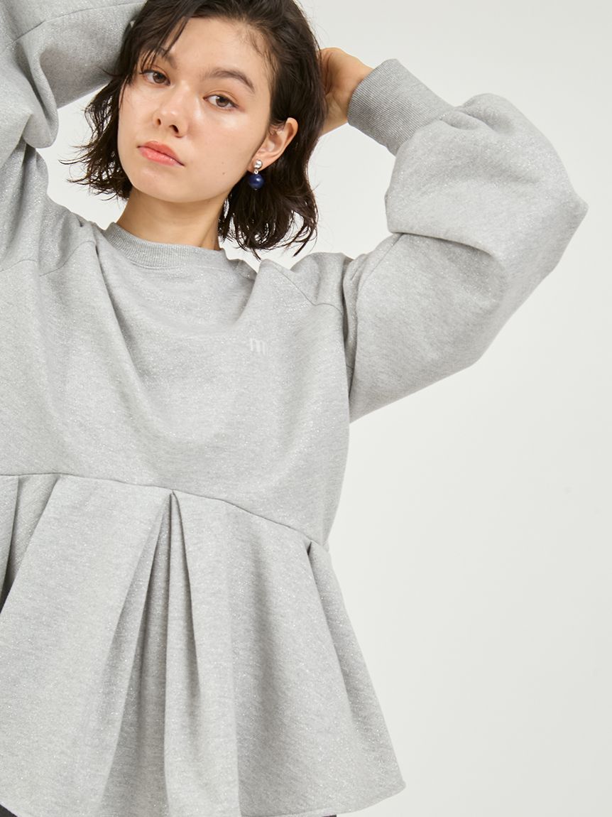 ペプラムラメ裏毛プルオーバー(スウェット/パーカー)｜トップス｜emmi