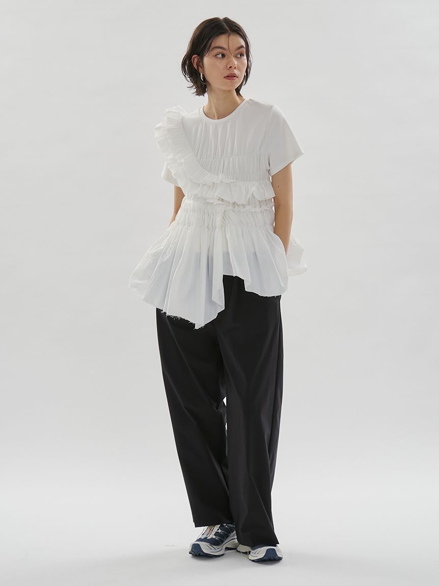 フリルアシンメトリーカットソー(Tシャツ/カットソー)｜トップス｜emmi