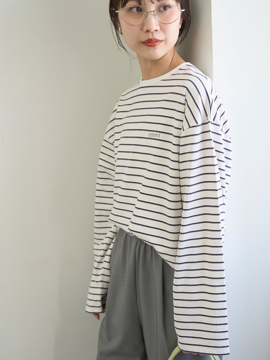 emmiロゴクルーネックロングTシャツ(Tシャツ/カットソー)｜トップス