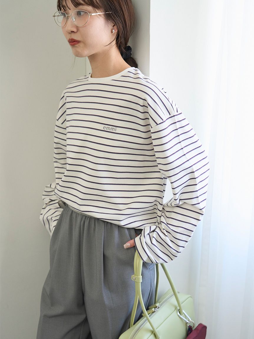emmiロゴクルーネックロングTシャツ(Tシャツ/カットソー)｜トップス