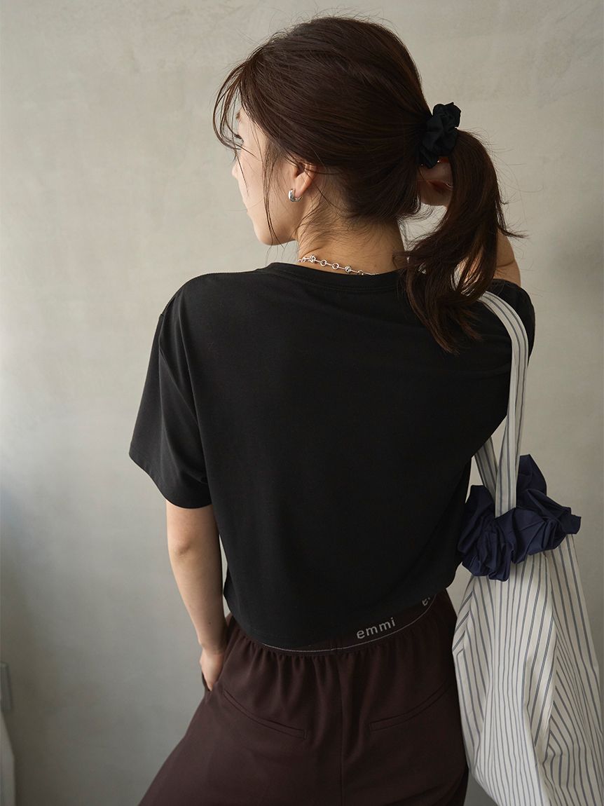 em】emmiロゴクロップドTシャツ/UVカット/接触冷感(Tシャツ/カットソー