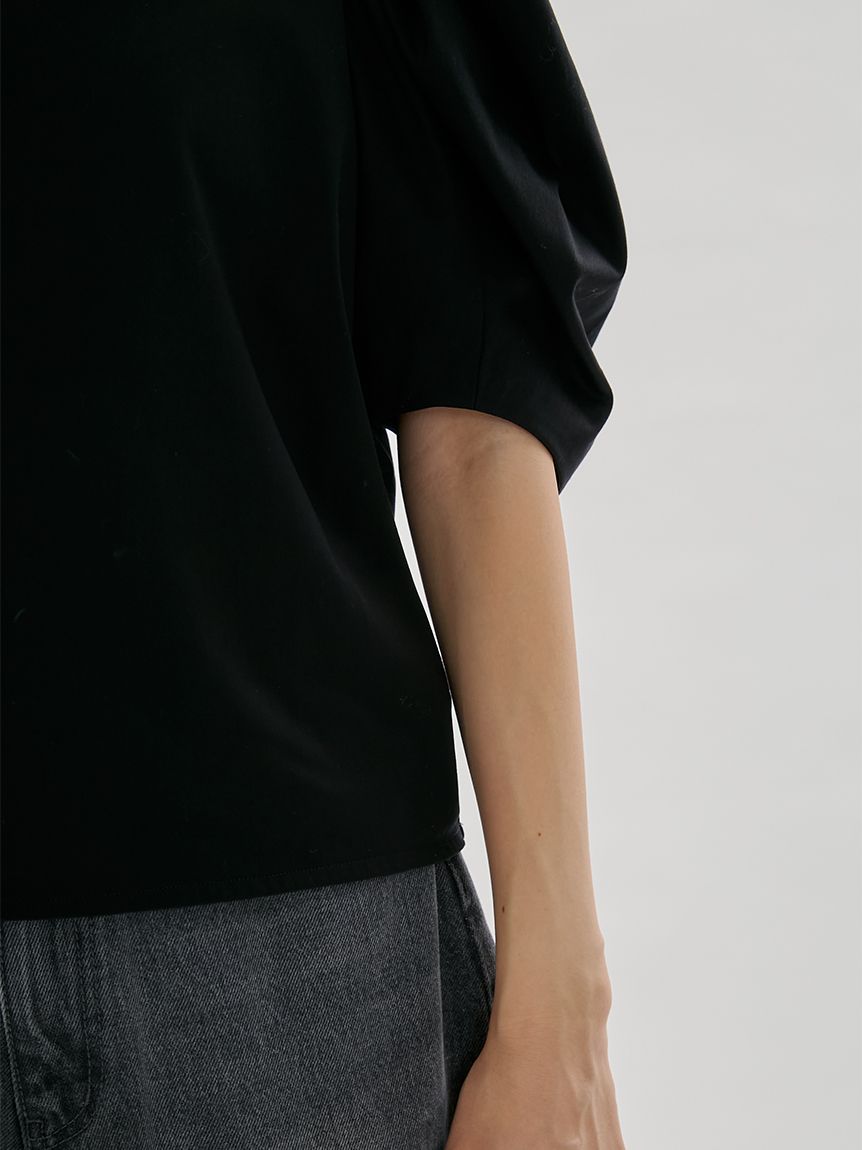emmi / エミトップス　デザインスリーブTシャツ　ブラック デザインスリーブTシャツ(Tシャツ/カットソー)｜トップス｜emmi（エミ