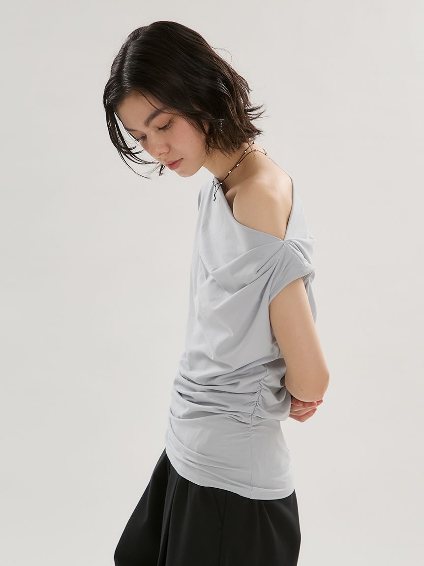 ICEDFABRIC＋®】ワンショルドレープカットソー/接触冷感(Tシャツ