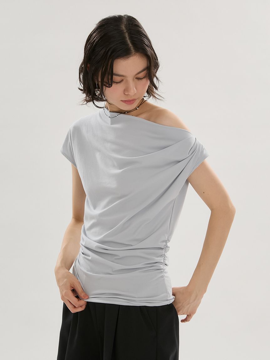 ICEDFABRIC＋®】ワンショルドレープカットソー/接触冷感(Tシャツ