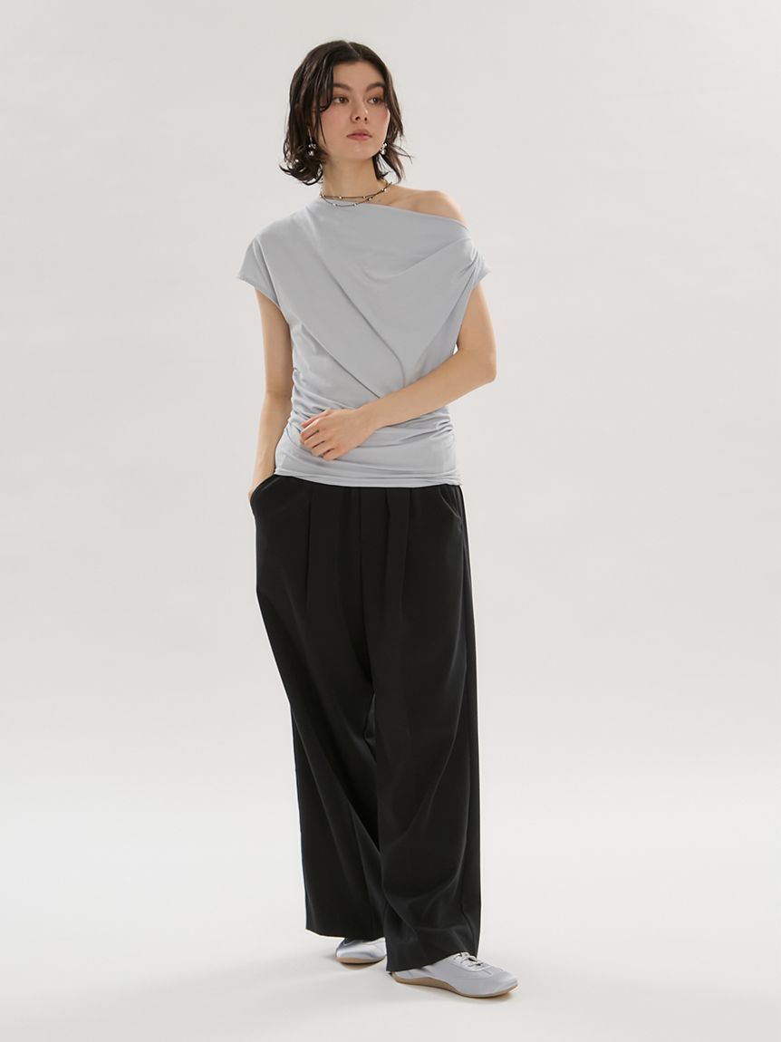 ICEDFABRIC＋®】ワンショルドレープカットソー/接触冷感(Tシャツ