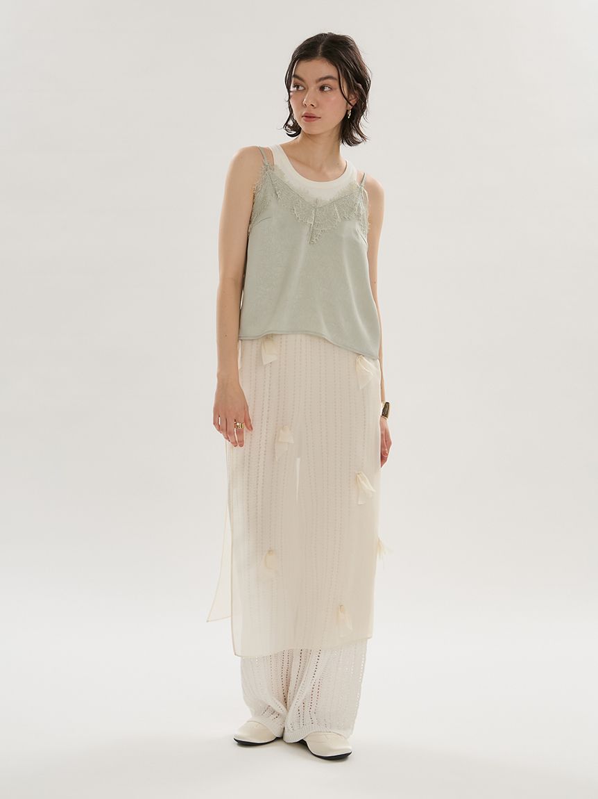 e*様 未使用！ifキャミ Tシャツ×レースサテンキャミセット(キャミソール)｜TOPS｜emmi（エミ