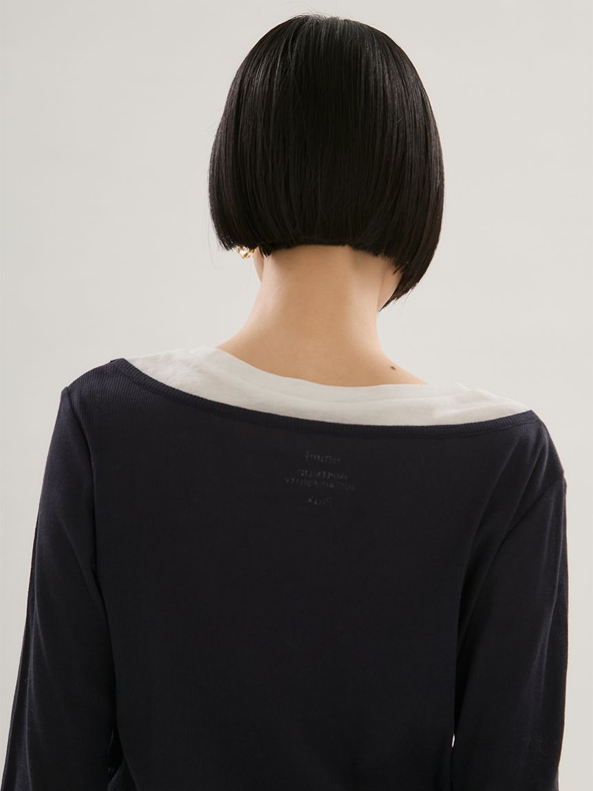 emmi×PlaxTM】レイヤードデザインヘンリーネックカットソー(Tシャツ