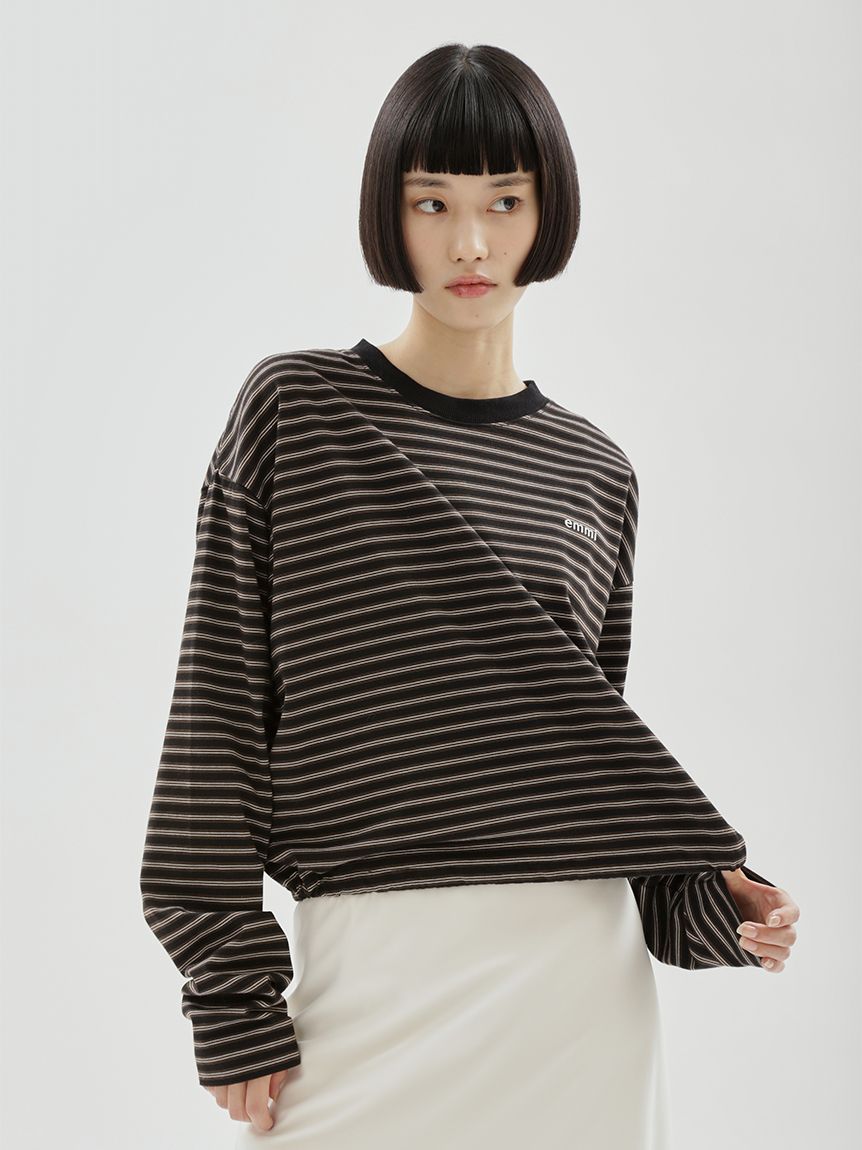 emmiロゴクロップドボーダーカットソー(Tシャツ・カットソー)｜TOPS