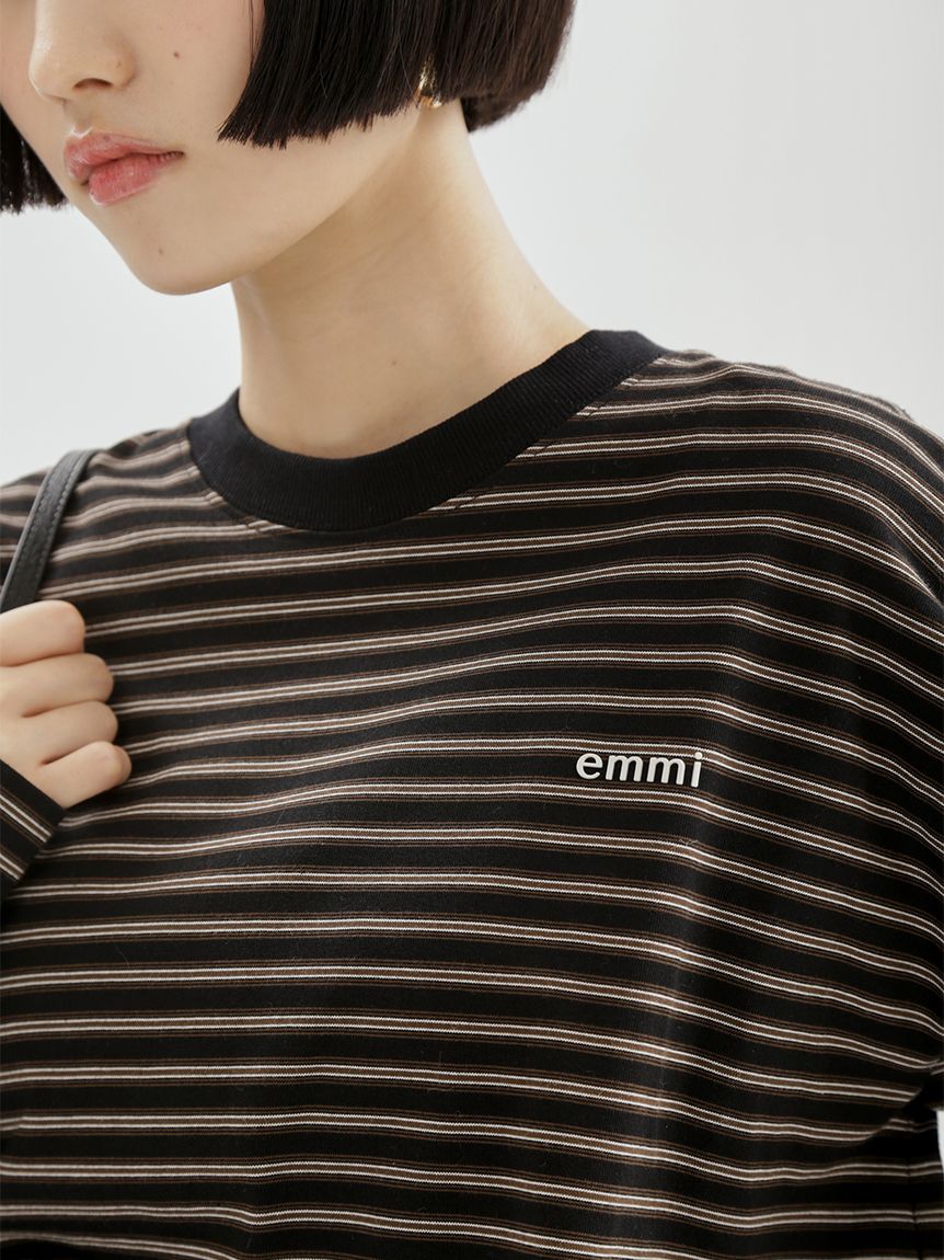 emmiロゴクロップドボーダーカットソー(Tシャツ・カットソー)｜TOPS