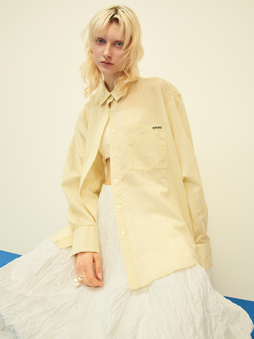 【新品即発送】emmi シアーストライプシャツ　ホワイト WEB限定カラー】シアーストライプシャツ(シャツ・ブラウス
