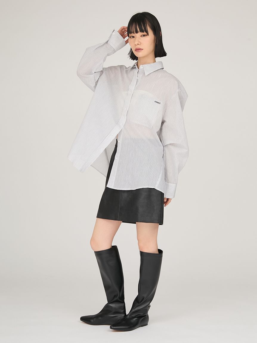 【新品即発送】emmi シアーストライプシャツ　ホワイト 楽天市場】エミ emmi WEAR シアーストライプシャツ 13wfb254036