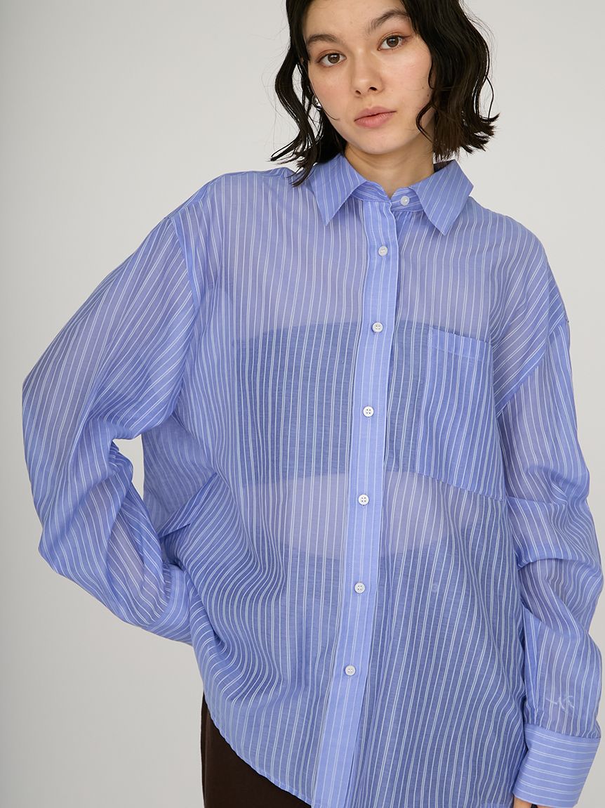 【新品・タイムセール】emmi シアーカットソー シアーシャツ WEB限定カラー】シアーストライプシャツ(シャツ・ブラウス
