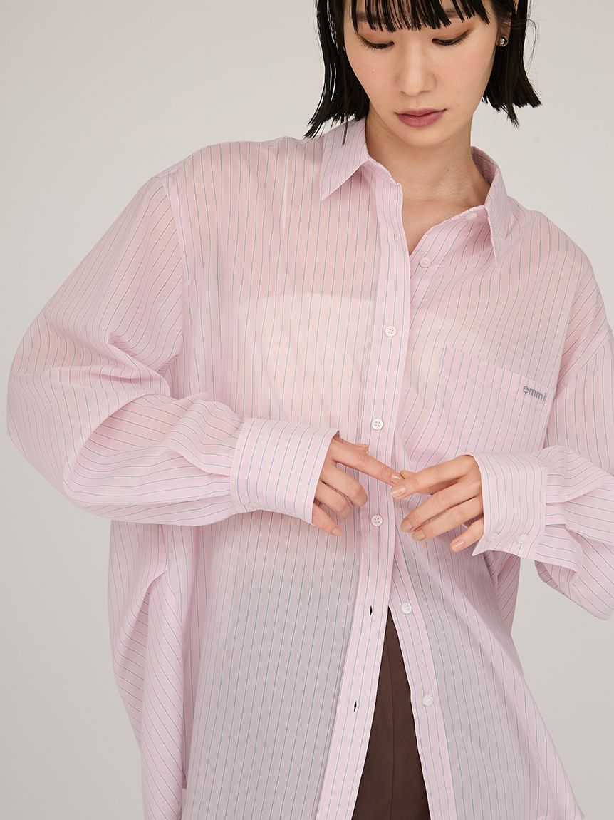 WEB限定カラー】シアーストライプシャツ(シャツ・ブラウス)｜トップス