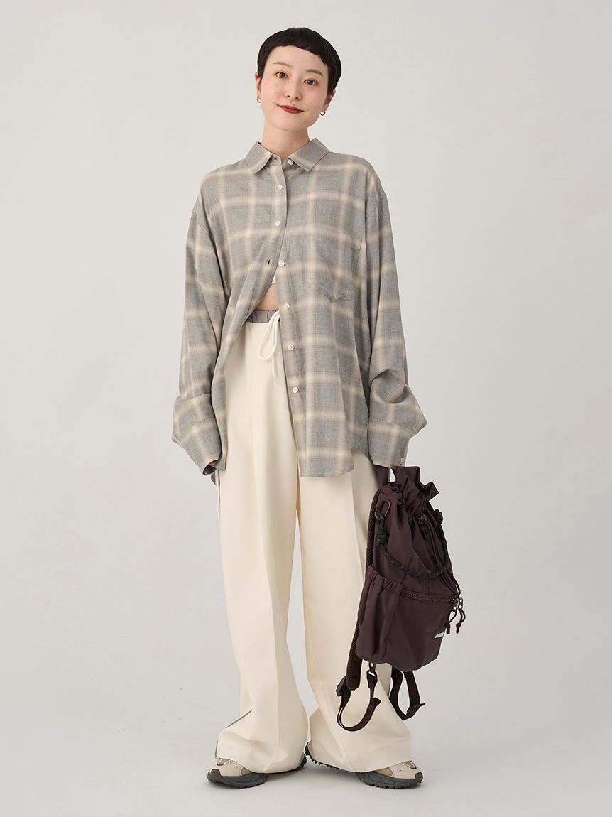 チェックオーバーシャツemmi ブラック　新作 チェックオーバーシャツ（シャツ/ブラウス）｜emmi atelier