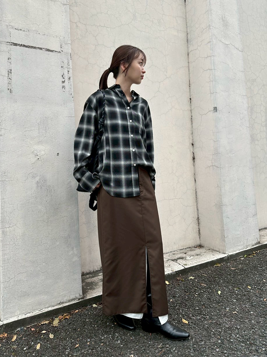 チェックオーバーシャツemmi ブラック　新作 チェックオーバーシャツ（シャツ/ブラウス）｜emmi atelier