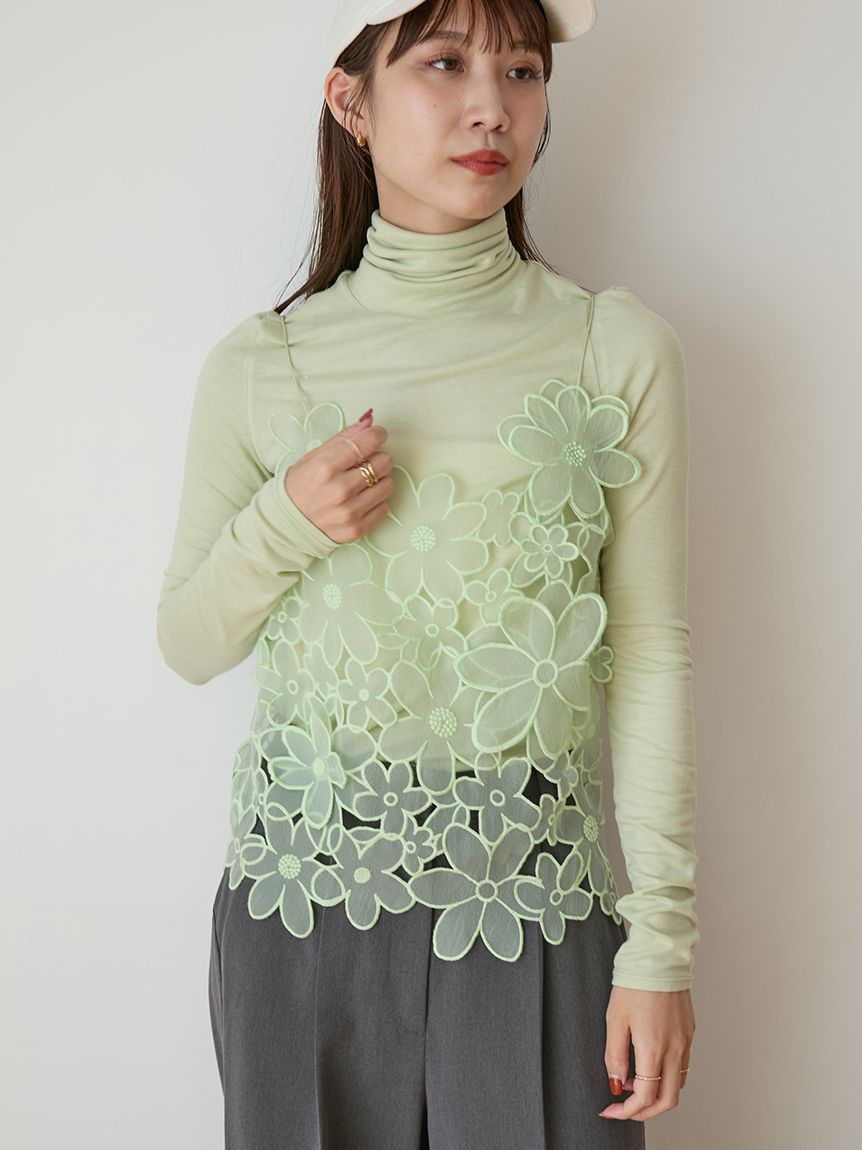 フラワーオーガンジービスチェ(シャツ・ブラウス)｜トップス｜emmi