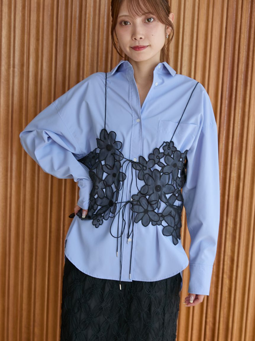 【新品・未使用 チェスティ 】フラワーオーガンジーシャツ Chesty - chesty フラワーオーガンジー 刺繍ブラウス サイズ0の通販 by
