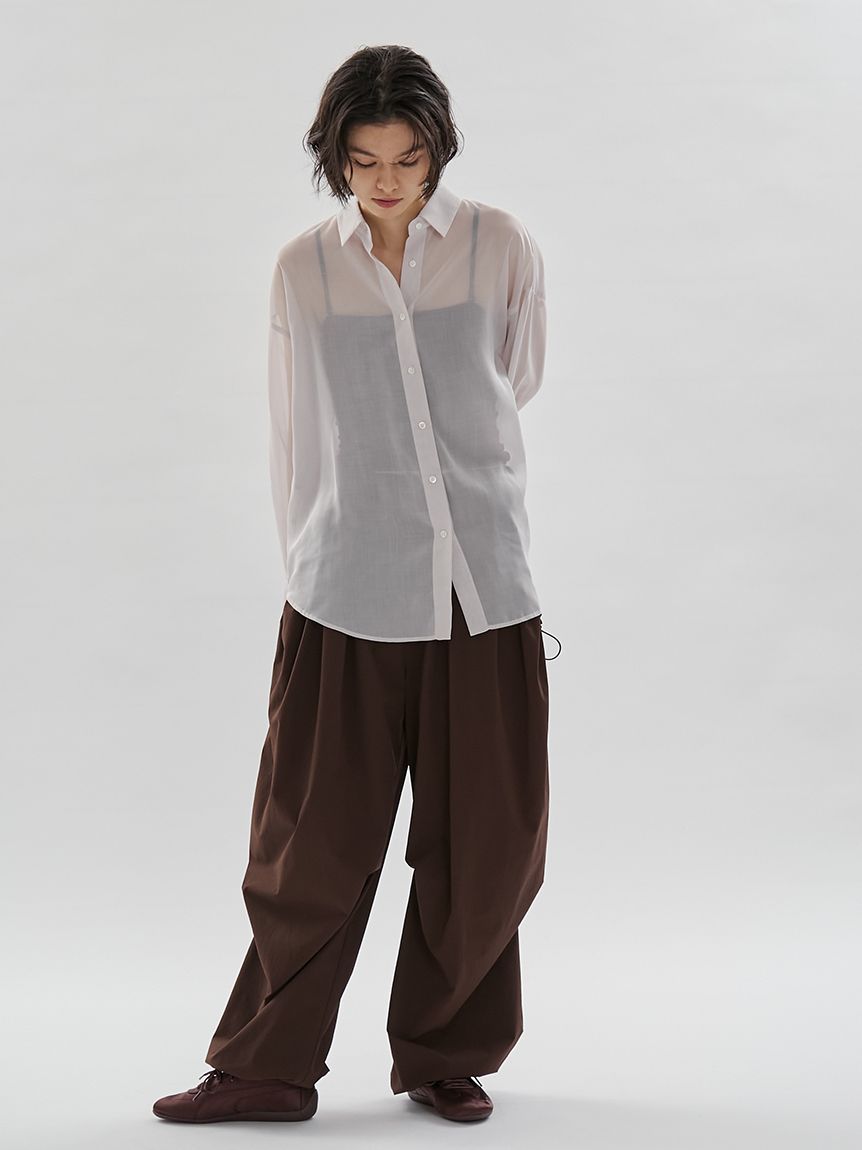 【美品】emmi ストレッチシアーシャツブラウス シアーニットシャツ(シャツ・ブラウス)｜トップス｜emmi（エミ）の通販