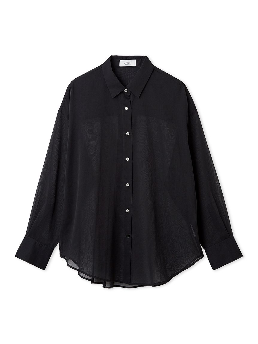 【美品】emmi ストレッチシアーシャツブラウス シアーニットシャツ(シャツ・ブラウス)｜トップス｜emmi（エミ）の通販