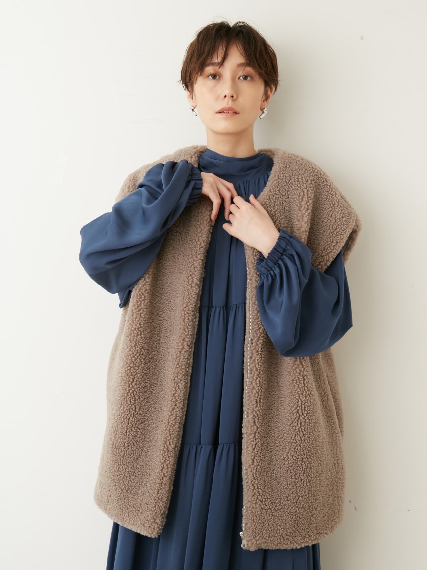 emmi atelier 】ecoボアジレ - ロングコート