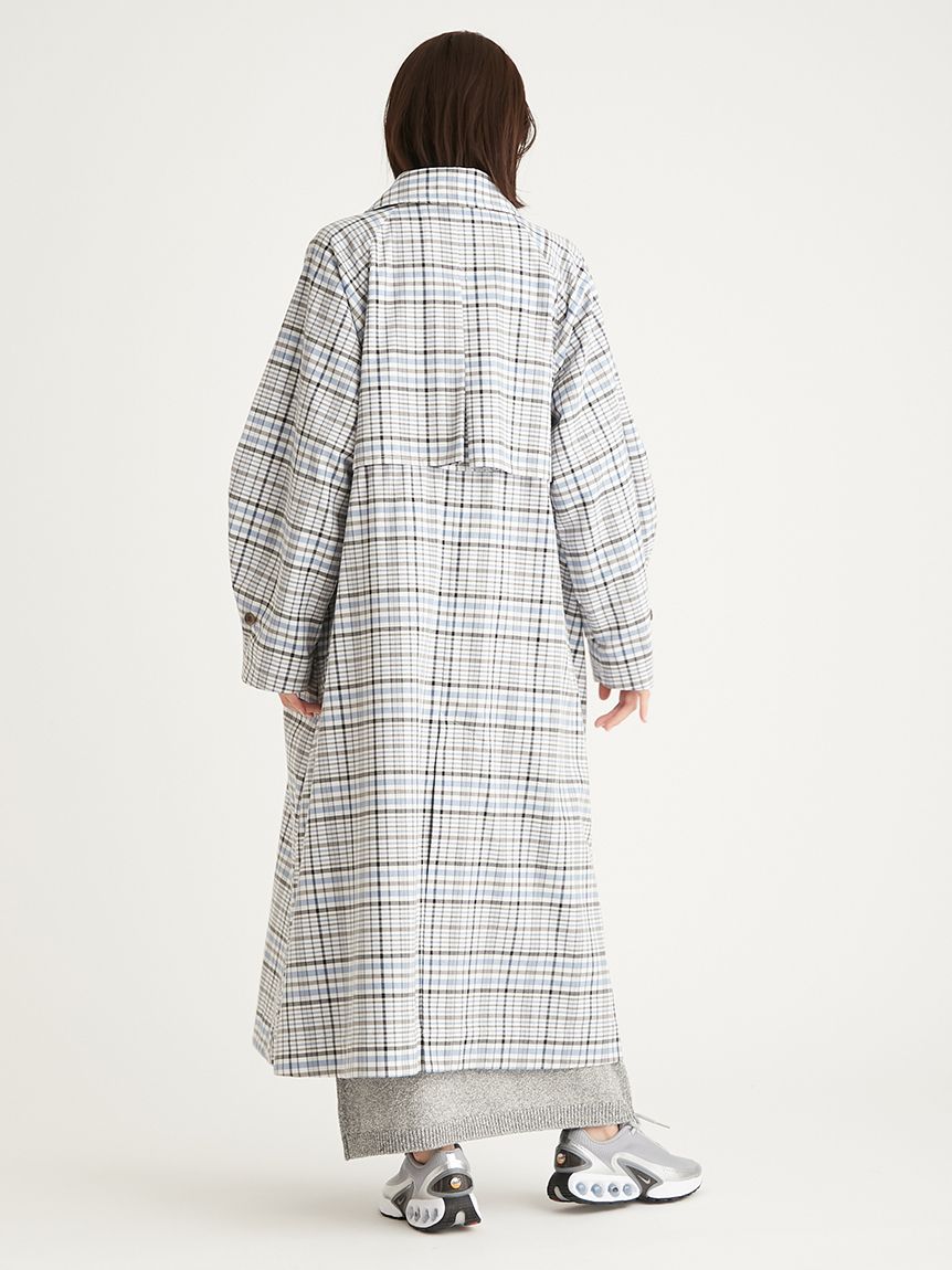 【美品・完売品】YOUNG MASCHINES チェック　ステンカラーコート 撥水チェックステンカラーコート(コート)｜アウター｜emmi（エミ
