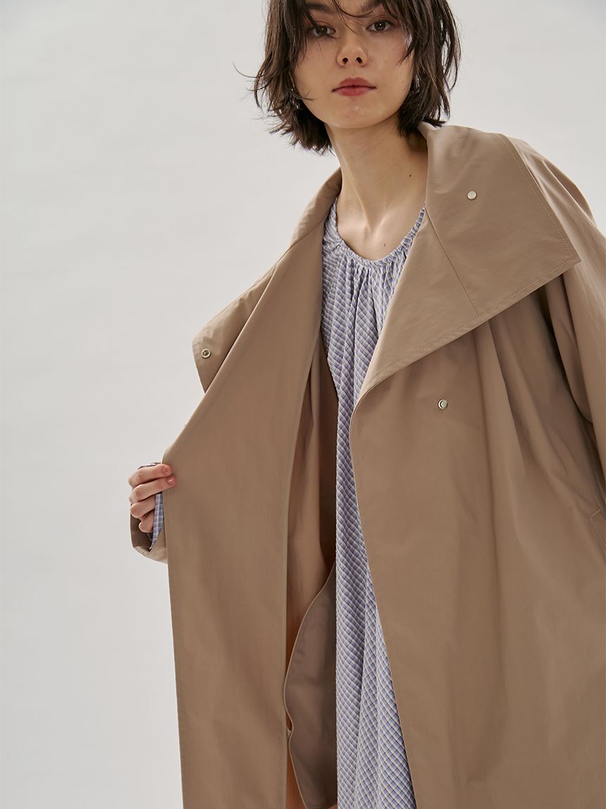 ボリュームスリーブロングコート/撥水(トレンチコート)｜アウター