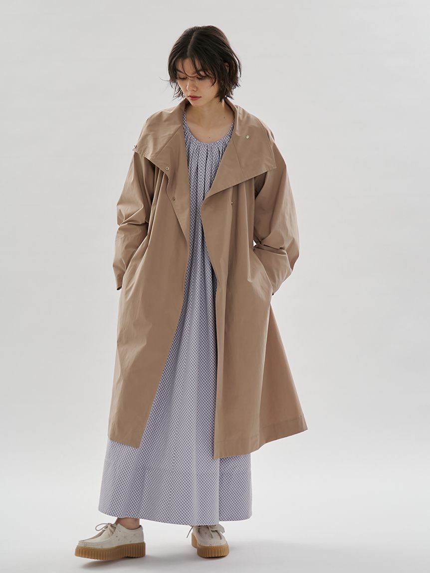 ボリュームスリーブロングコート/撥水(トレンチコート)｜アウター