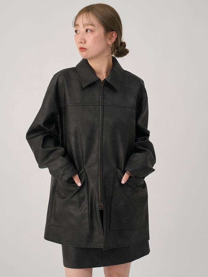 フェイクレザーダブルジップブルゾン(ブルゾン)｜アウター｜emmi