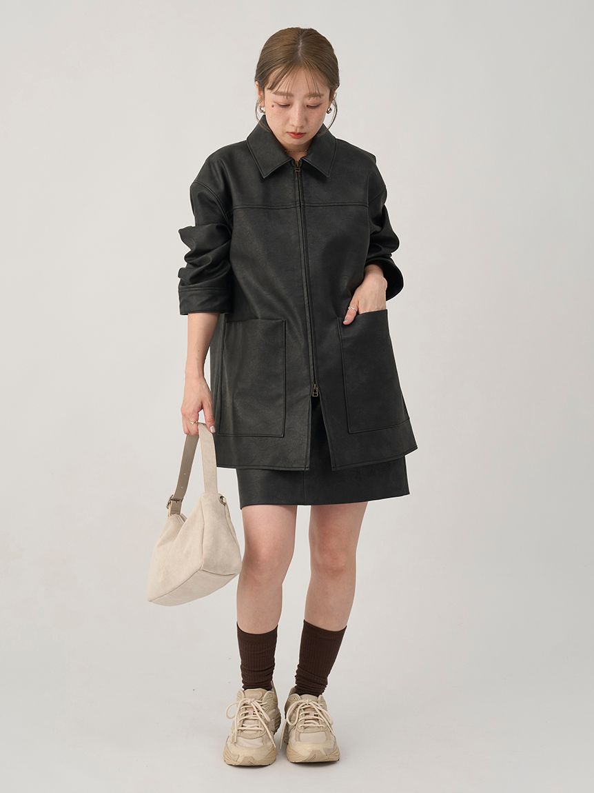 フェイクレザーダブルジップブルゾン(ブルゾン)｜アウター｜emmi（エミ