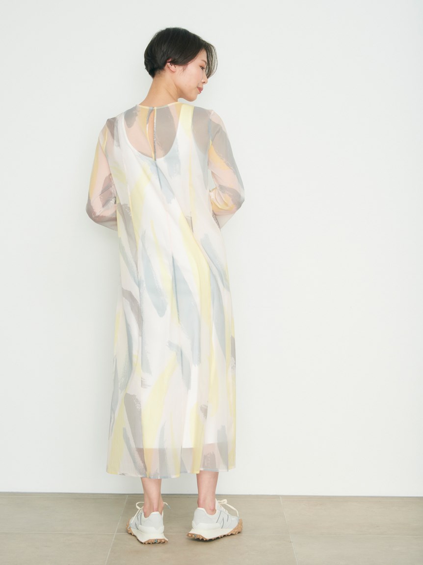 emmi atelier】シースルーオリジナルプリント柄ワンピース(マキシ