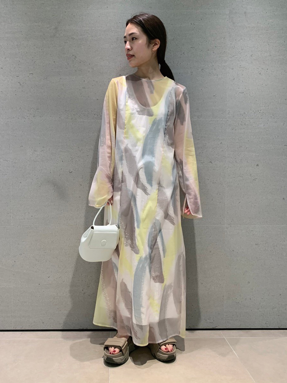 emmi atelier】シースルーオリジナルプリント柄ワンピース(マキシ