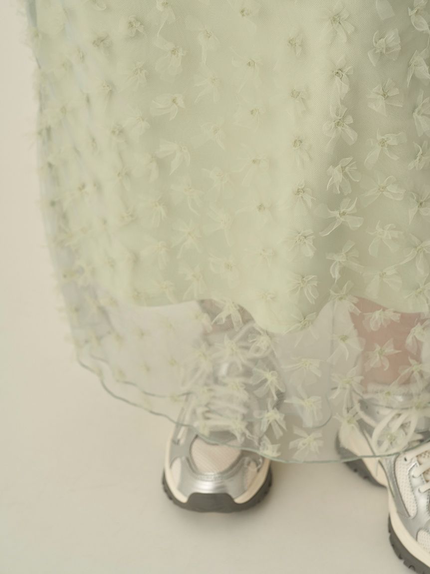Areeam 3Dフラワーチュールキャミワンピワース(ホワイト) Areeam｜3Dフラワーチュールキャミワンピース | Rakuten Fashion