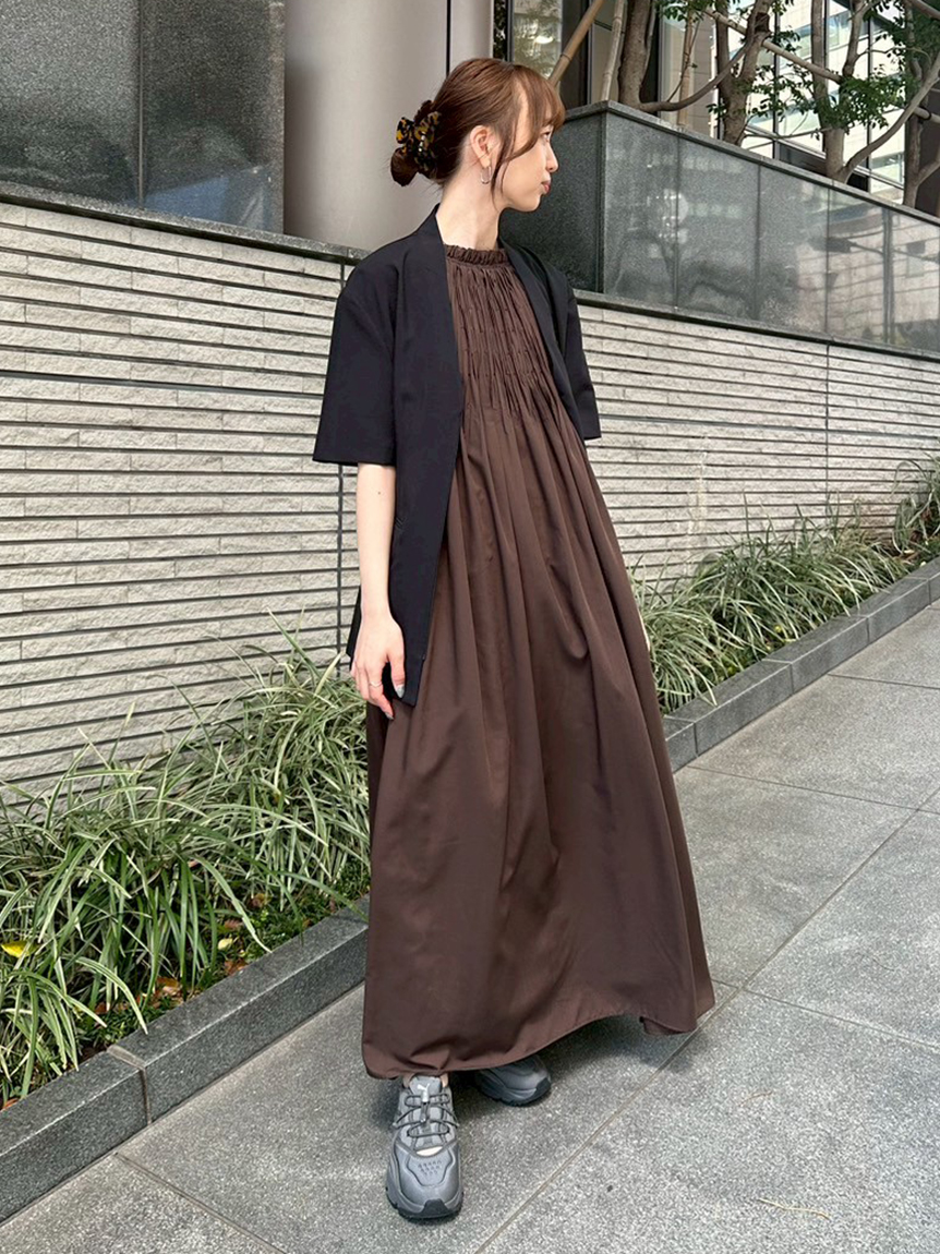 ワッシャーフレアーワンピース(マキシ・ロングワンピース