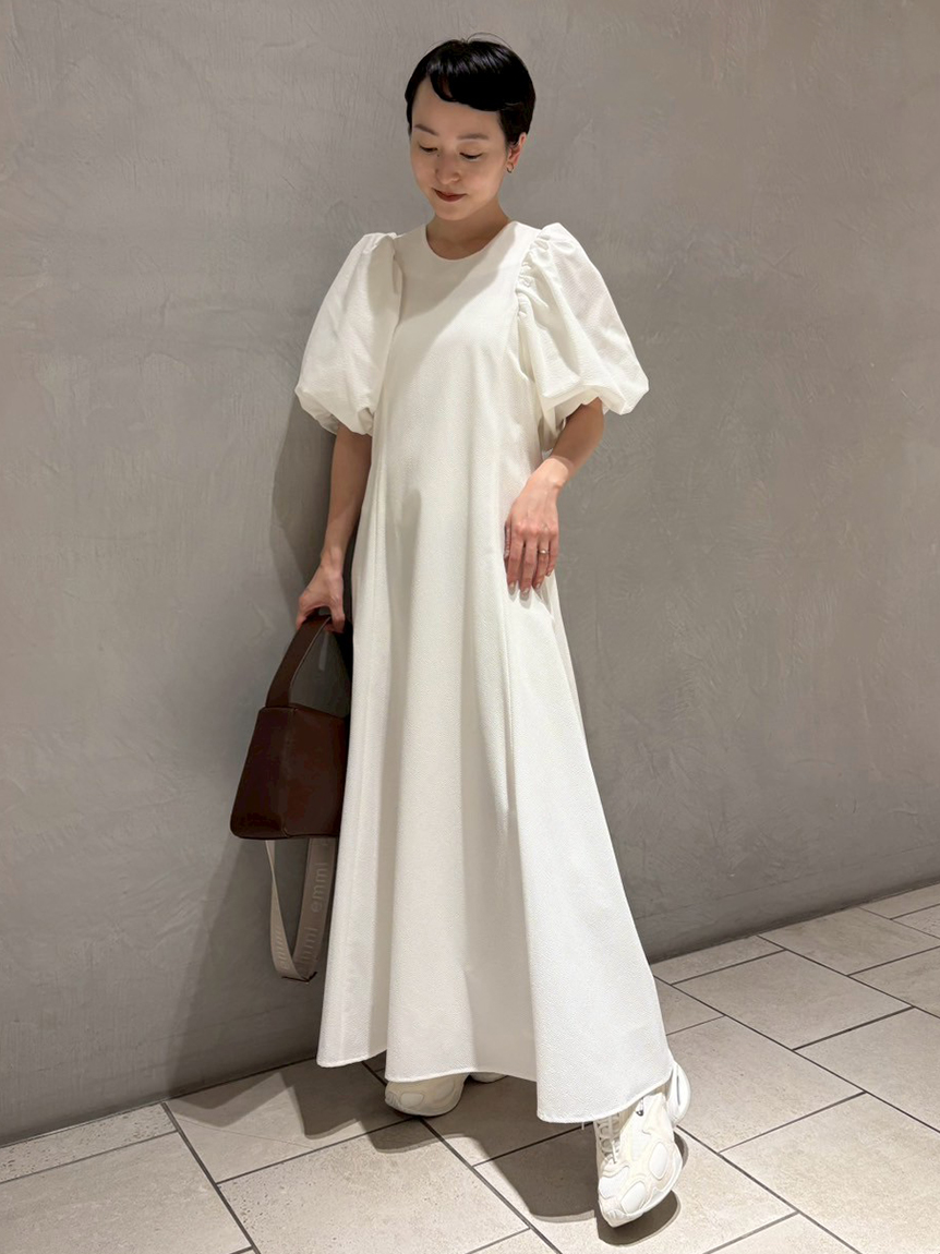 emmi atelier パフスリーブサッカーワンピース パフスリーブサッカーワンピース（マキシ丈/ロングワンピース