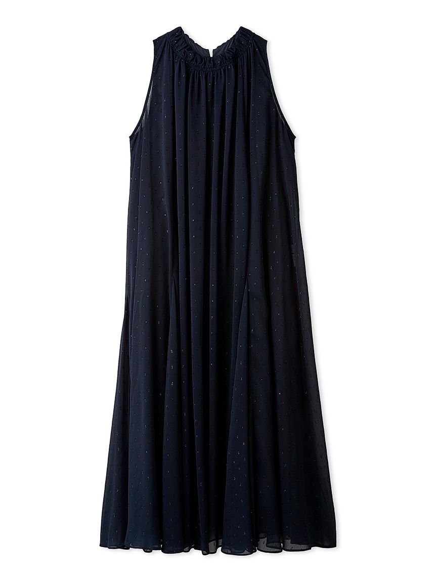 【美品】emmiエミ マジョリカプリーツワンピース ランダムドット ロング emmi atelier】ランダムドットハイネックワンピース（ワンピース