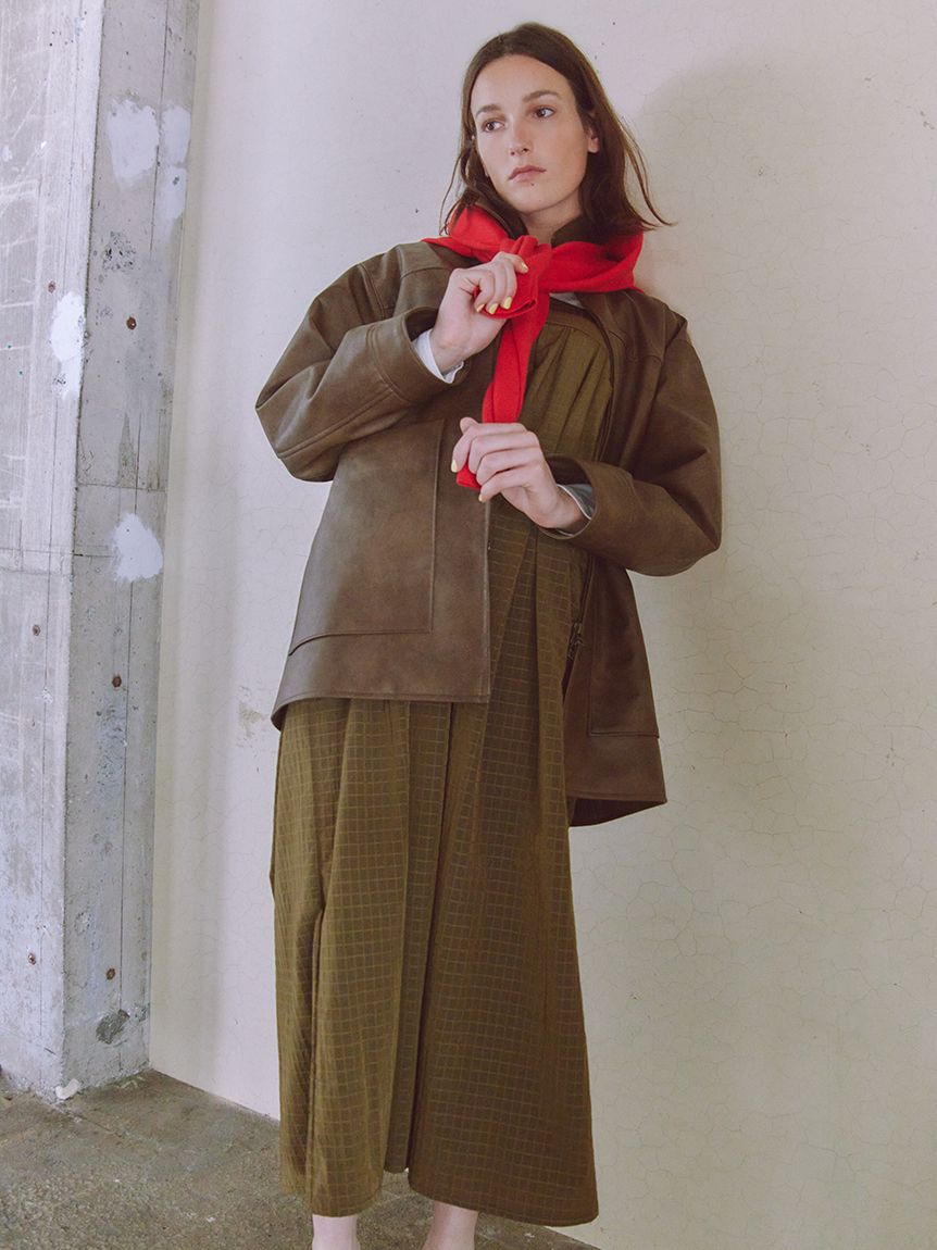 限定カラー】ボックスチェックワンピースセット(マキシ・ロング