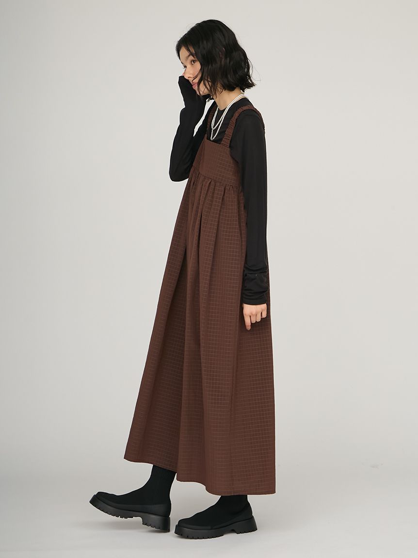 限定カラー】ボックスチェックワンピースセット(マキシ・ロング