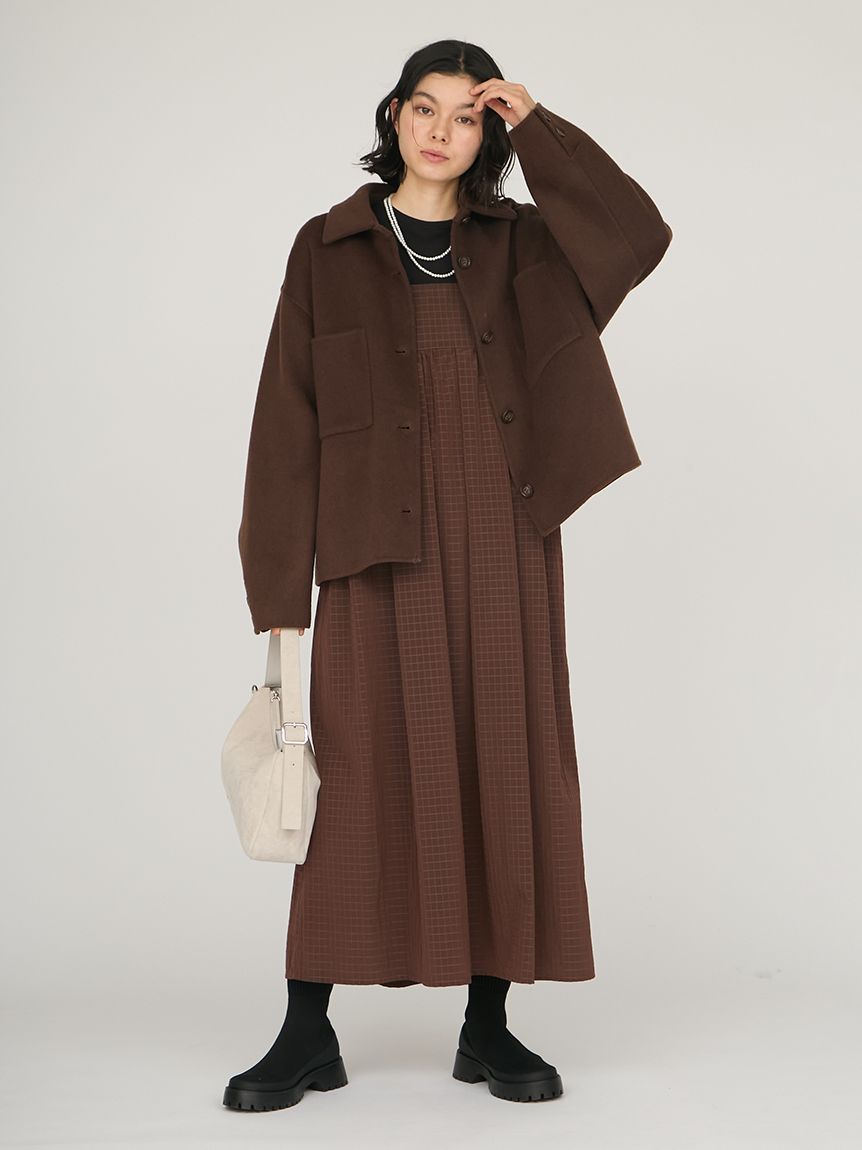 emmi ブラックチェック 半袖ロングワンピース サイズ1 emmi｜オンブレーチェックワンピース | Rakuten Fashion(楽天