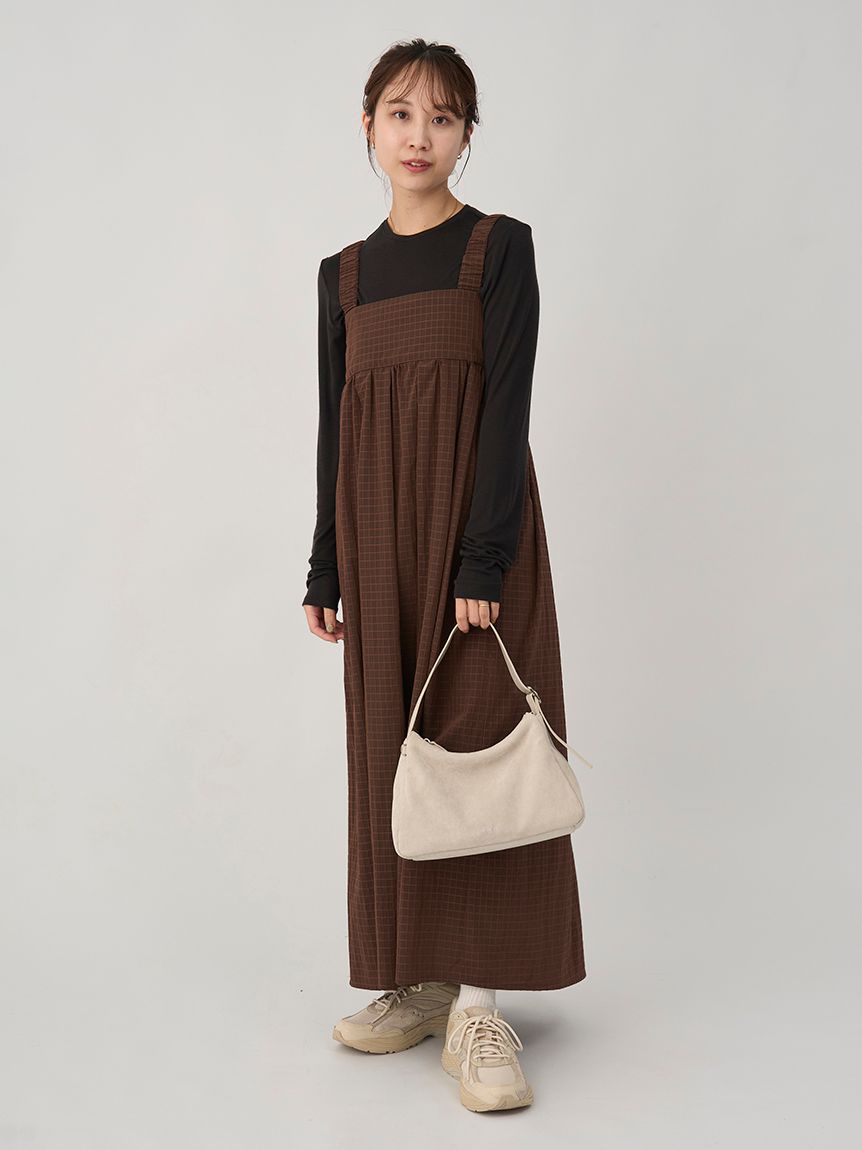 限定カラー】ボックスチェックワンピースセット(マキシ・ロング