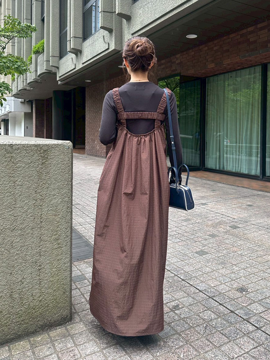 限定カラー】ボックスチェックワンピースセット(マキシ・ロング