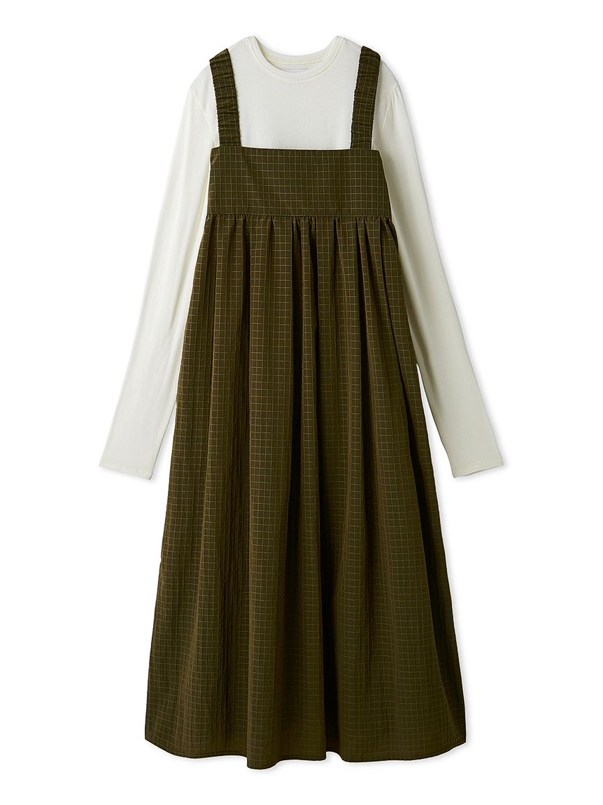 限定カラー】ボックスチェックワンピースセット(マキシ・ロング