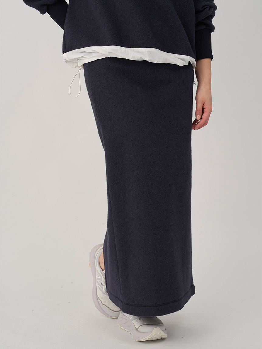 フリースプルオーバー×スカートセット(トップス＆ボトムセット