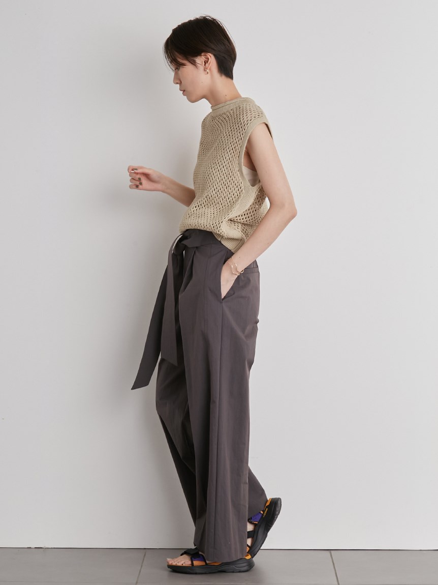 emmi atelier】ワイドベルトハイカウントツイルパンツ(パンツ)｜emmi 