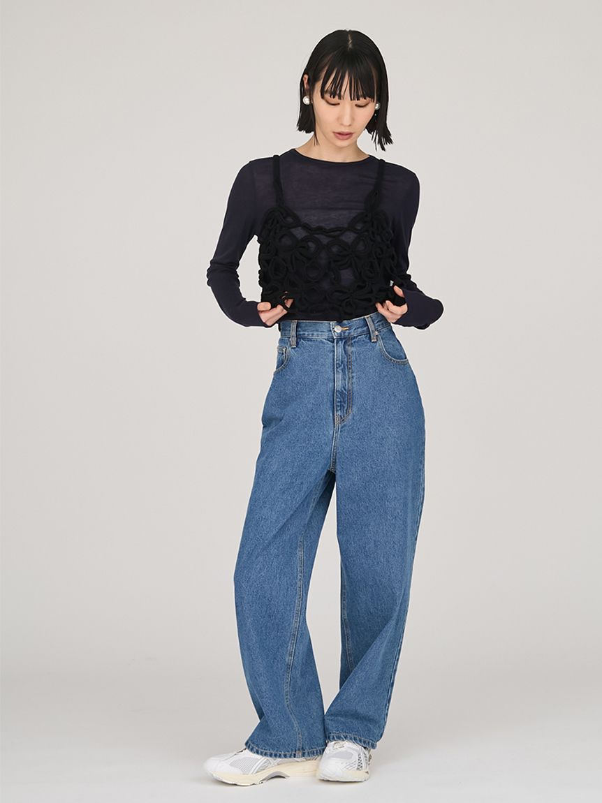 emmi atelier タグ付さ新品 イージールーズデニムパンツ BLU ルーズデニムパンツ(デニムパンツ)｜パンツ｜emmi（エミ）の通販