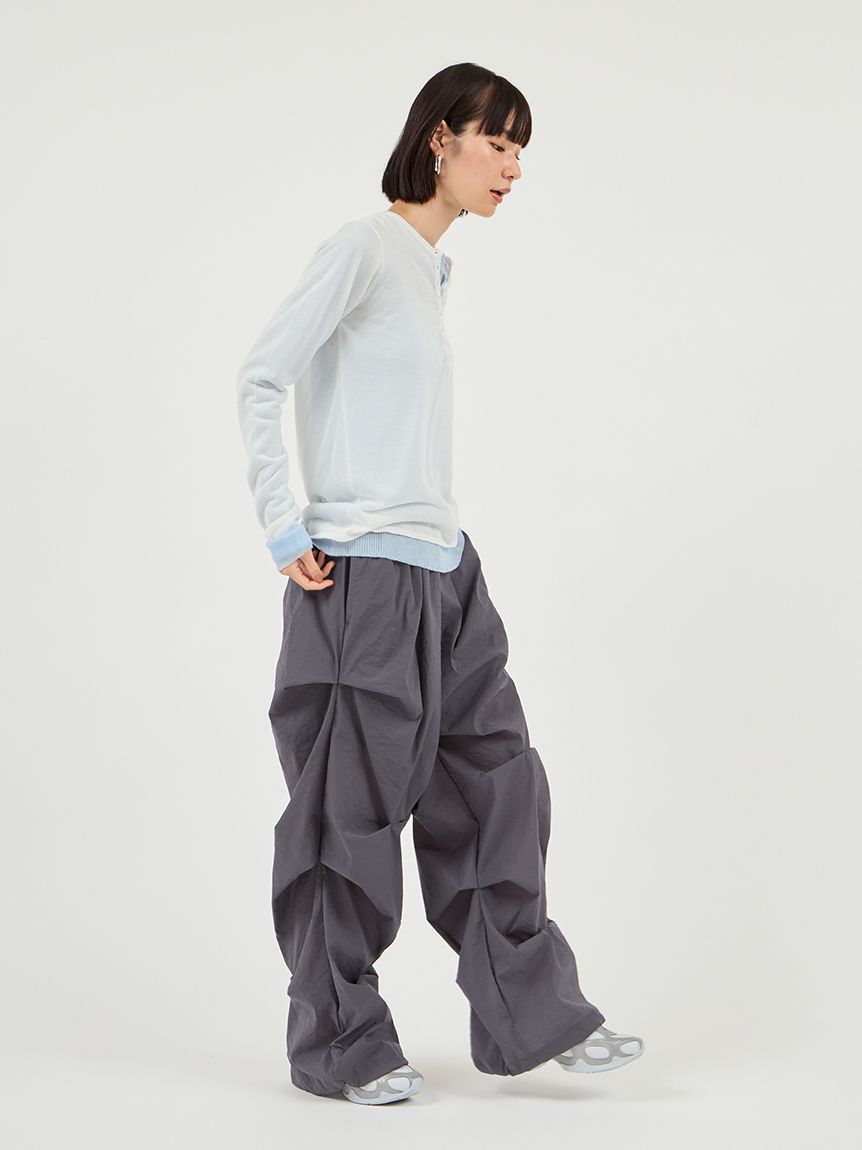 ランダムタックナイロンワークパンツ(ワイドパンツ)｜パンツ｜emmi