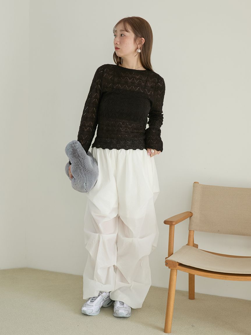 ランダムタックナイロンワークパンツ(ワイドパンツ)｜パンツ｜emmi