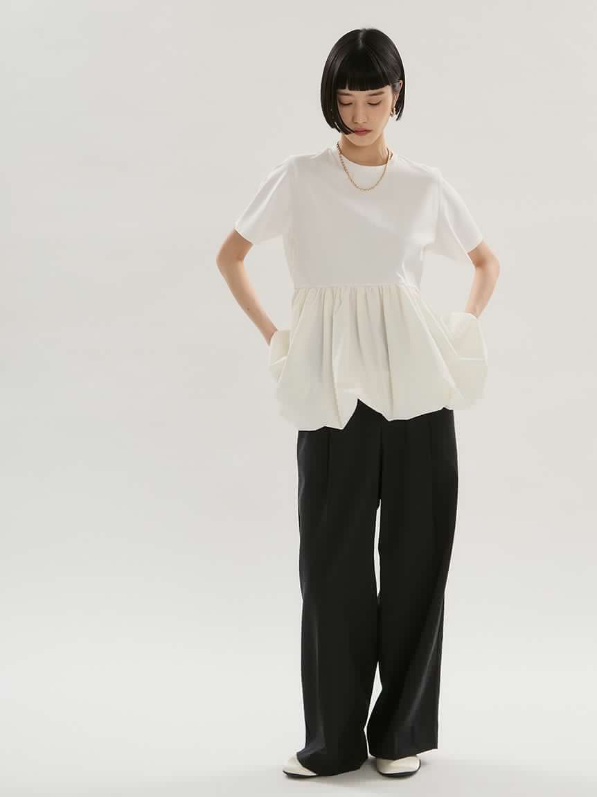 emmiロゴウエストゴムテーパードパンツ(ロングパンツ)｜パンツ｜emmi