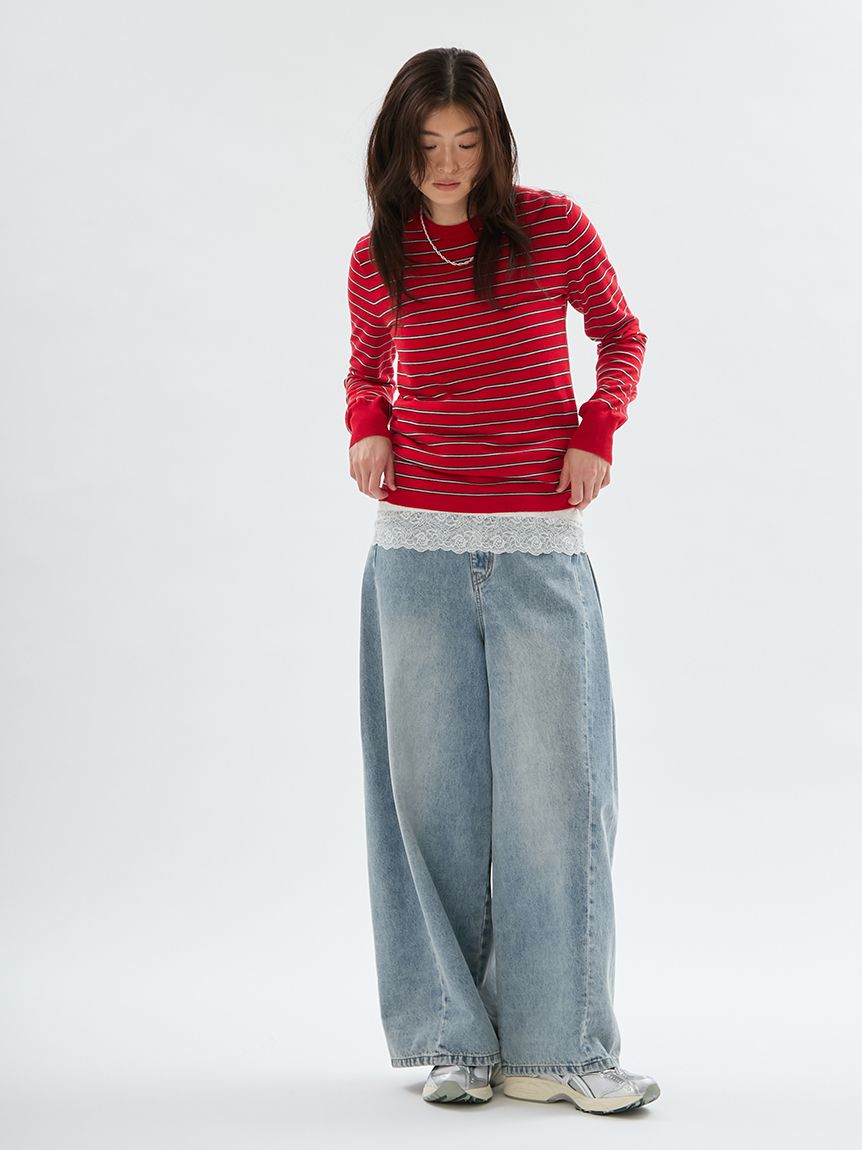ウエストゴムサイドタックデニムパンツ(デニムパンツ)｜PANTS｜emmi